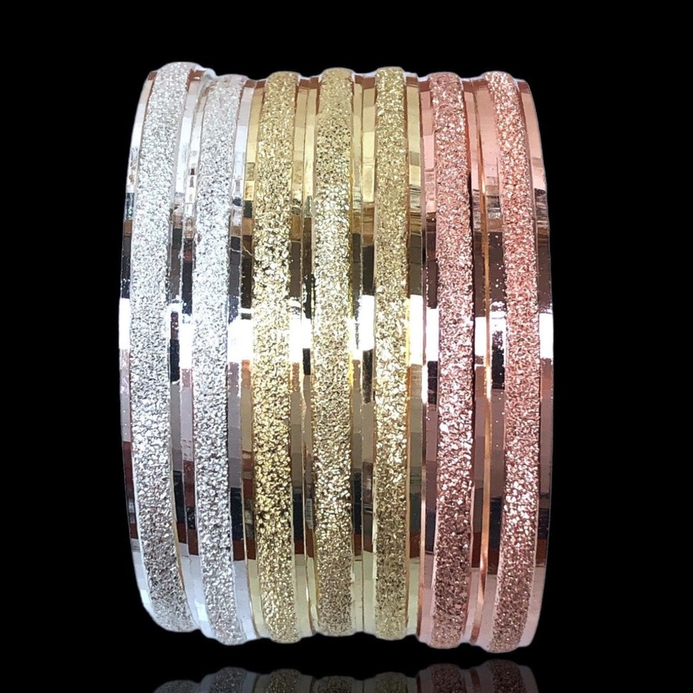 18K gold filled Diamond shine semanarios bangle set